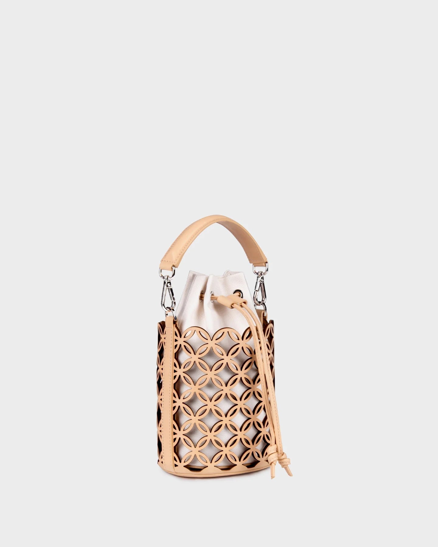 Micro Carina In Laser Cut Leather three quarters view
