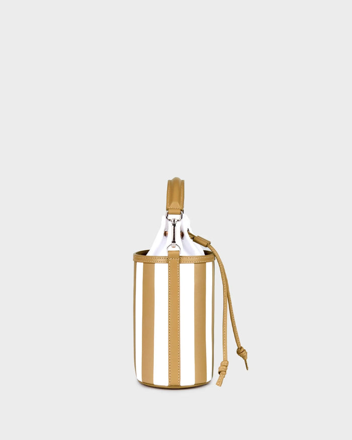 Micro Carina In Striped Champagne Leather side view