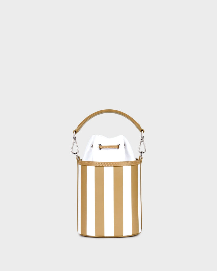 Micro Carina In Striped Champagne Leather back view