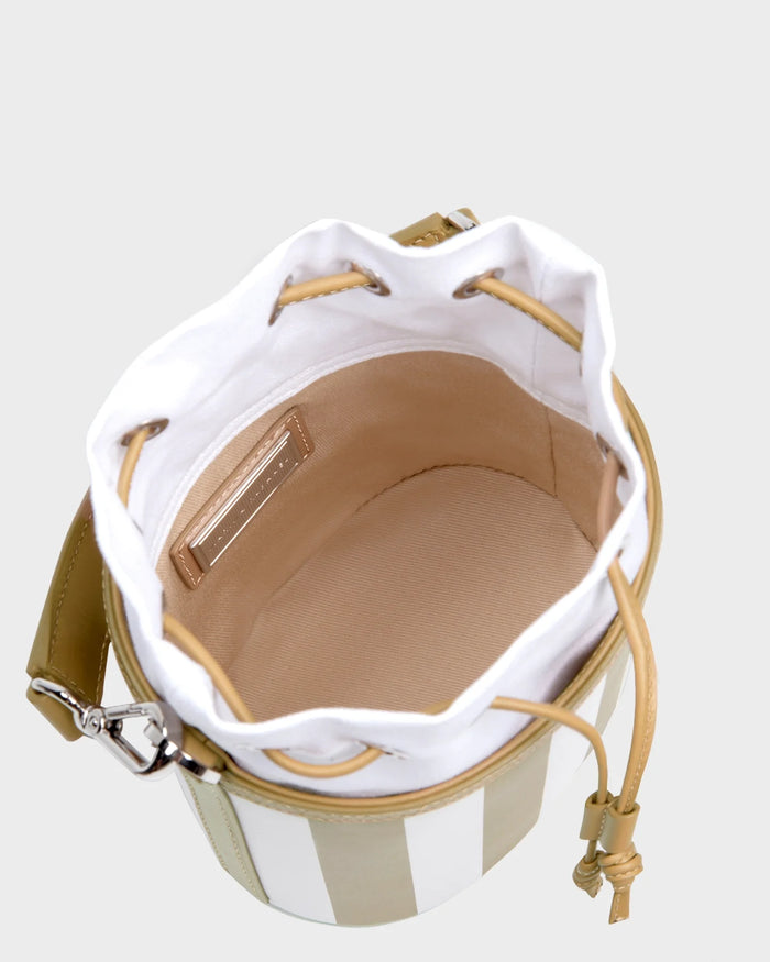 Micro Carina In Striped Champagne Leather top view