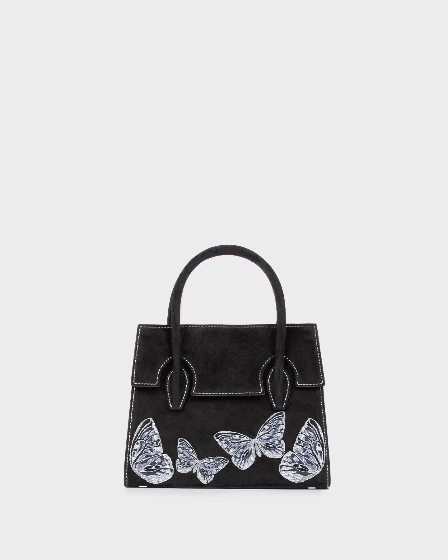 Micro Daphne In Black Embroidered Suede straight view