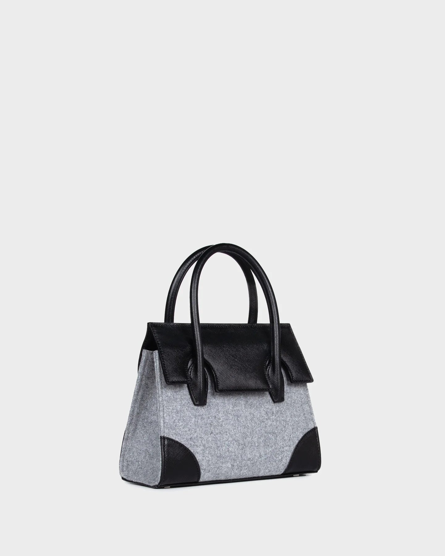 Micro Daphne In Grey Wool three quarters view