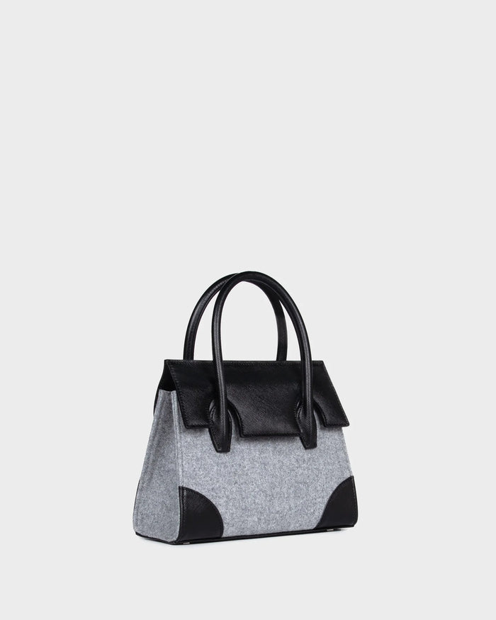 Micro Daphne In Grey Wool three quarters view