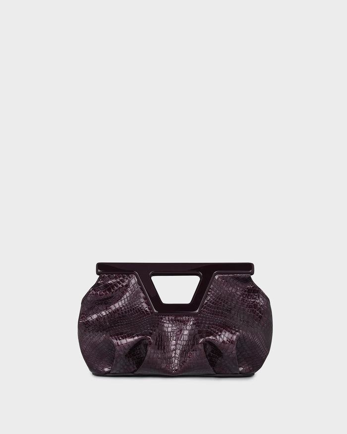 Georgia Micro In Purple Croc-Effect straight view