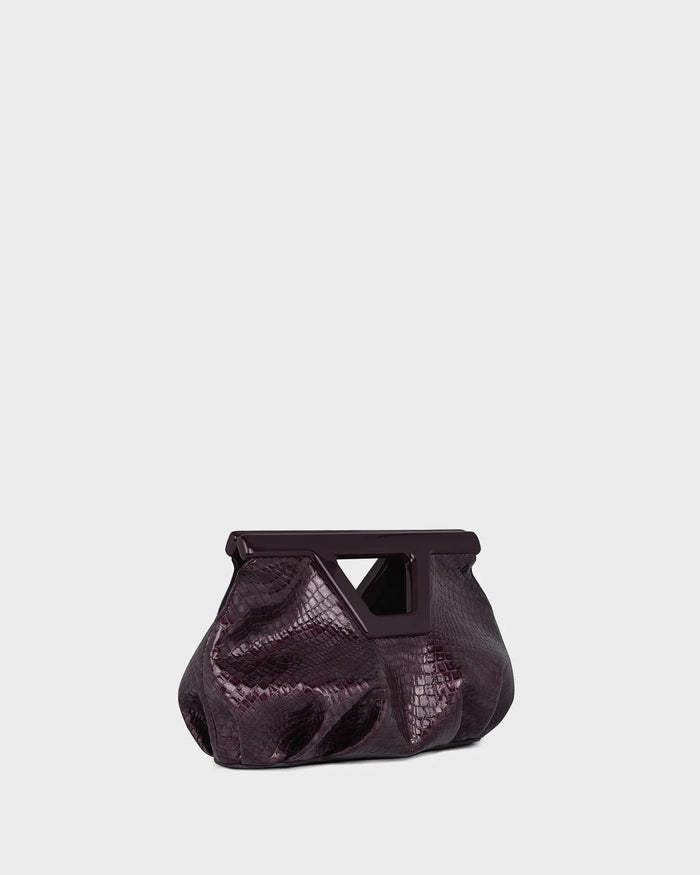 Georgia Micro In Purple Croc-Effect three quarters view