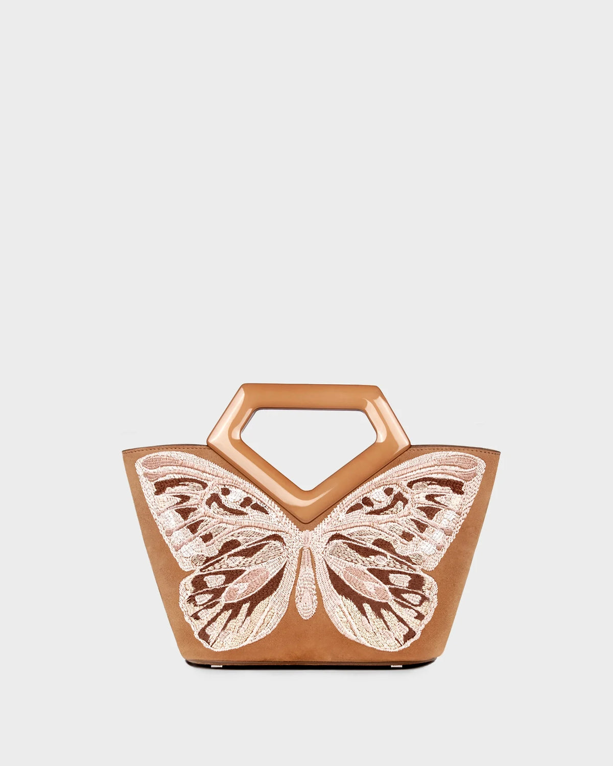 Micro Riviera Diamond In Embroidered Caramel Suede straight view