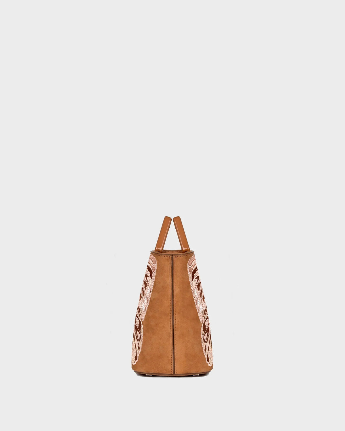 Micro Riviera Diamond In Embroidered Caramel Suede side view