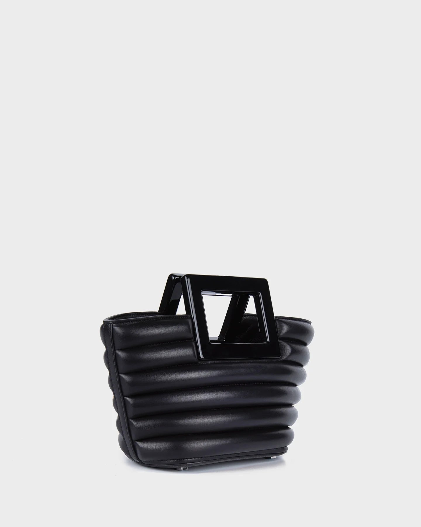 Micro Riviera In Black Quilted Leather three quarters view