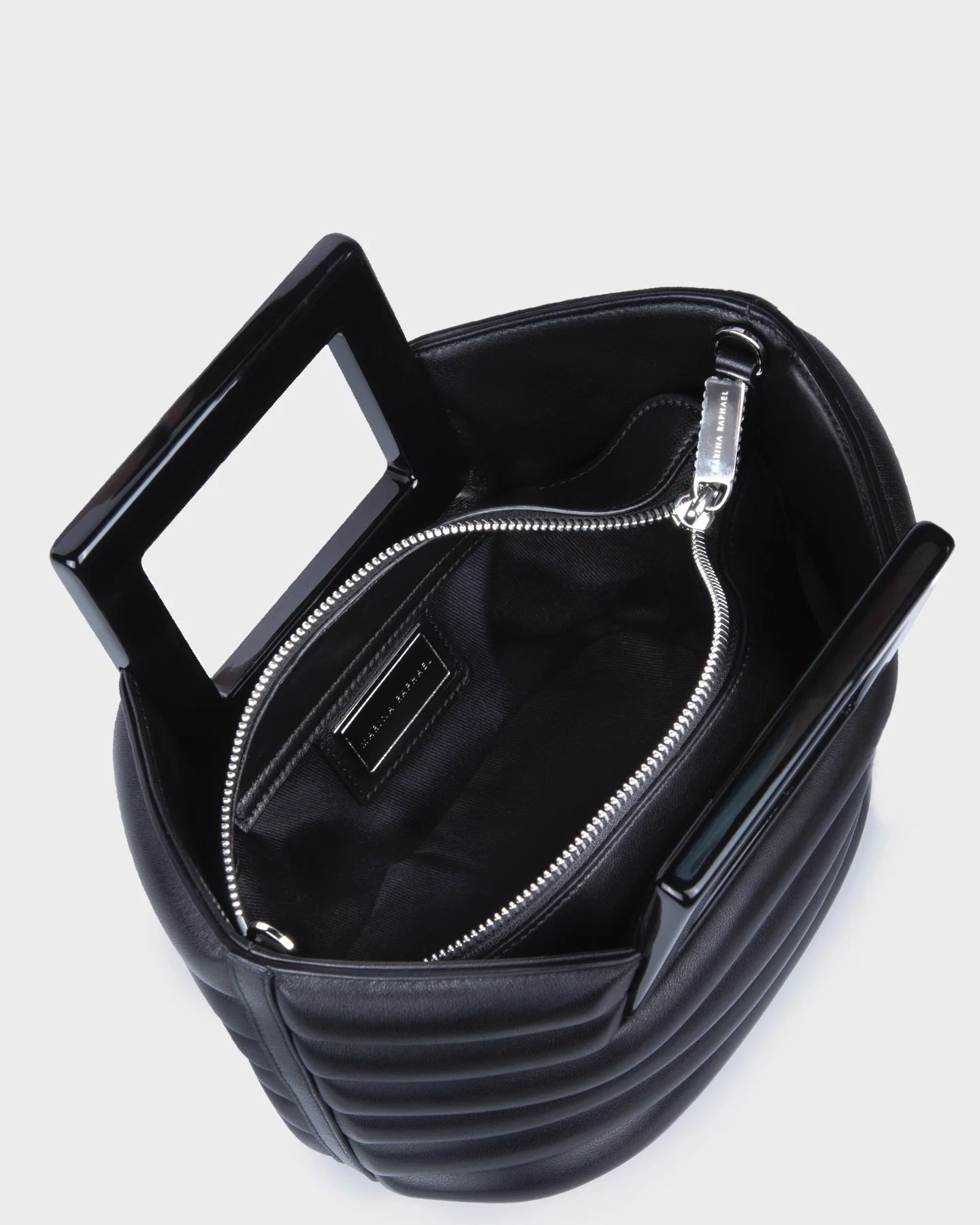 Micro Riviera In Black Quilted Leather top view