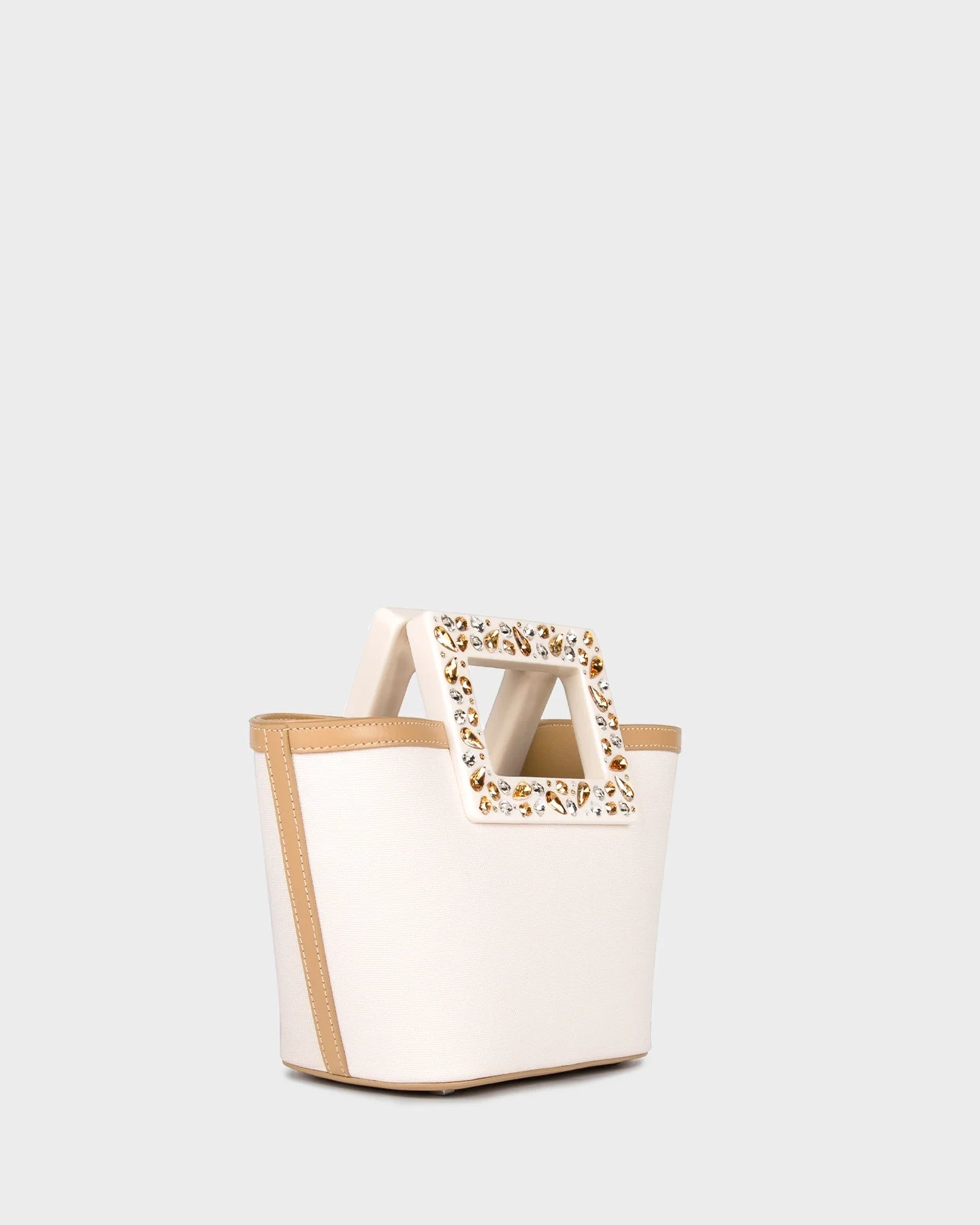 Micro Riviera In Canvas And Ornate Handles three quarters view