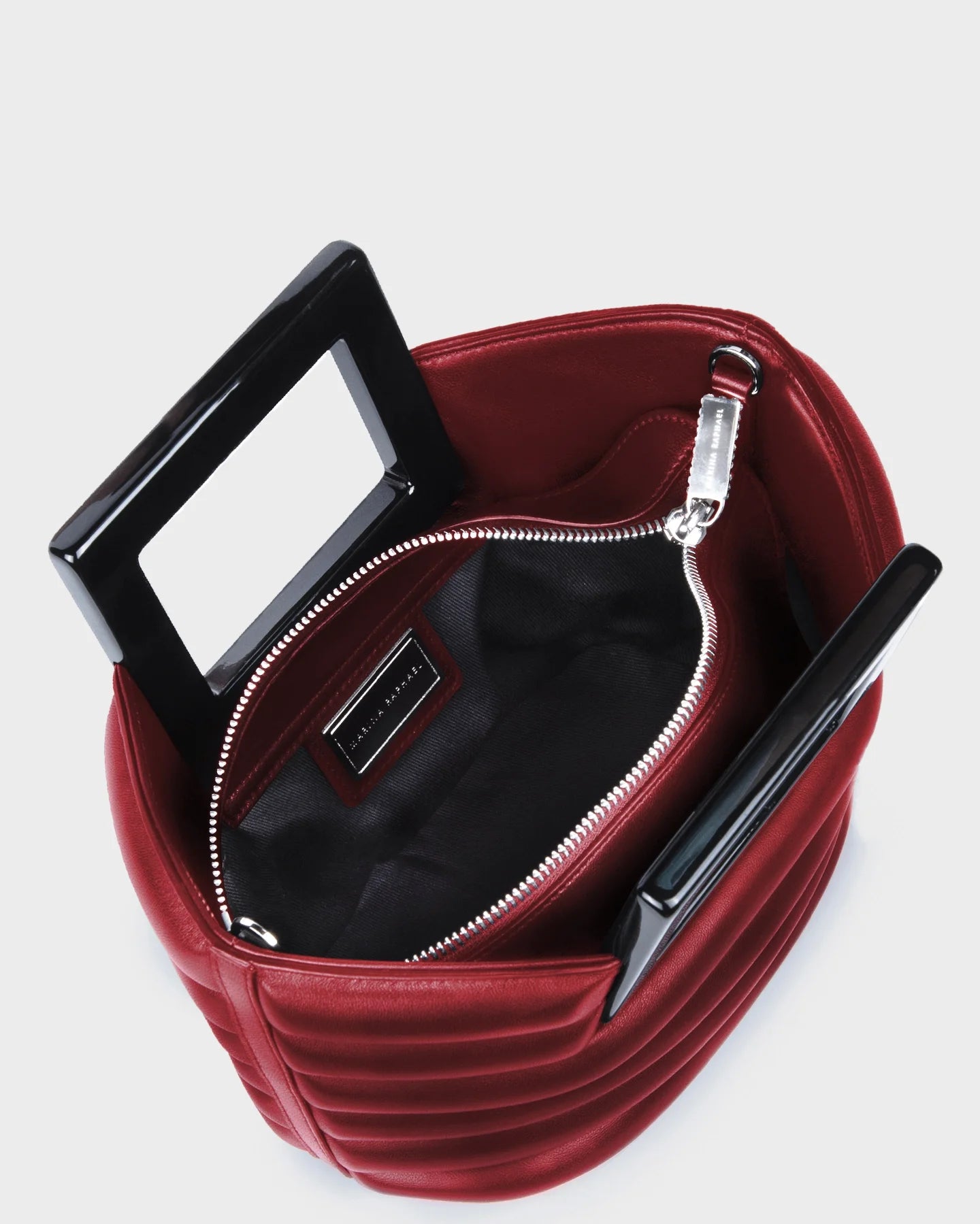 Micro Riviera In Crimson Quilted Leather top view