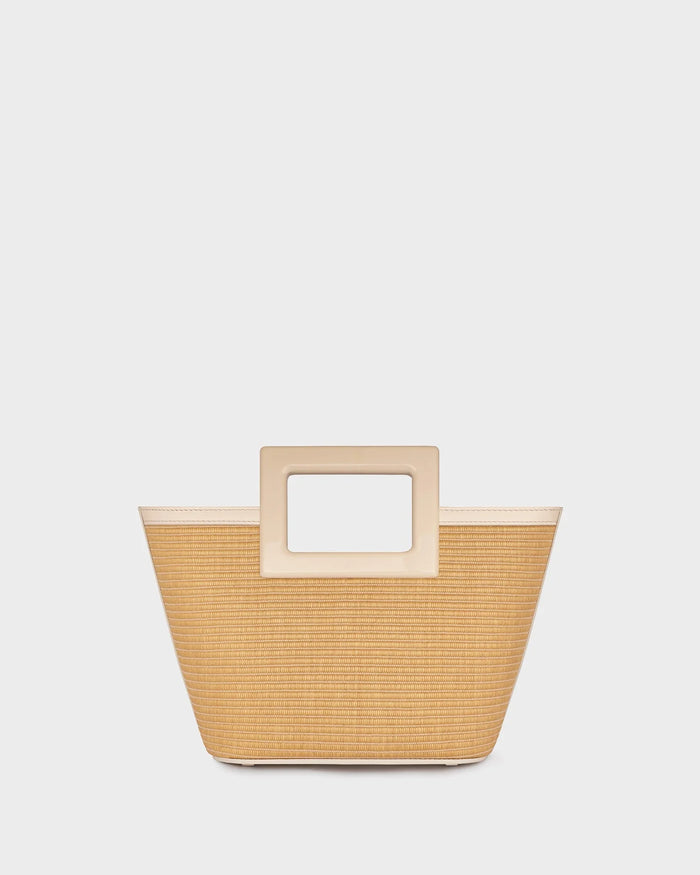 Micro Riviera in Raffia and Cream Leather straight view