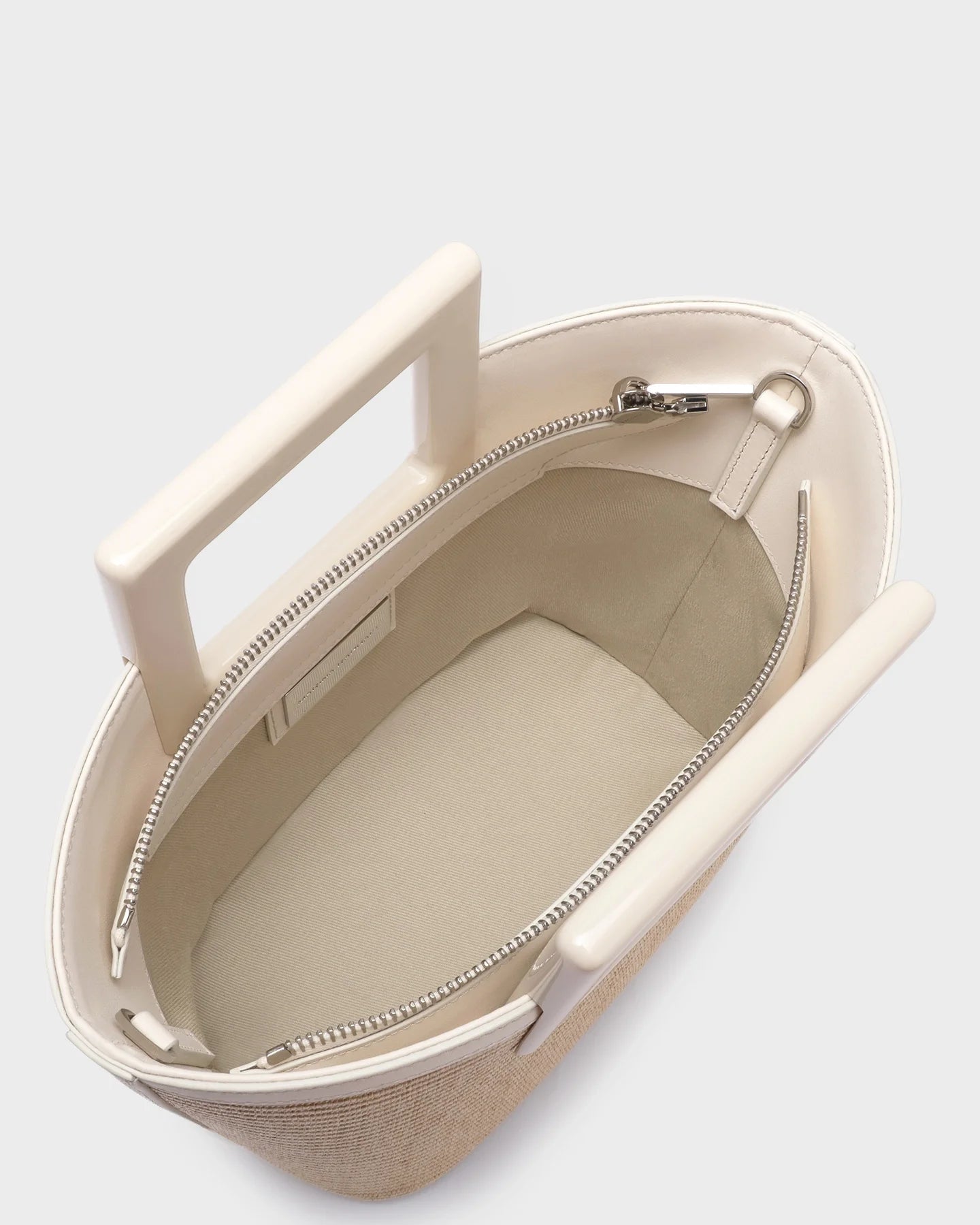 Micro Riviera in Raffia and Cream Leather top view