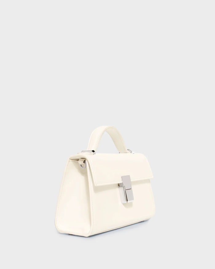 Micro Stella In Cream Leather three quarters view