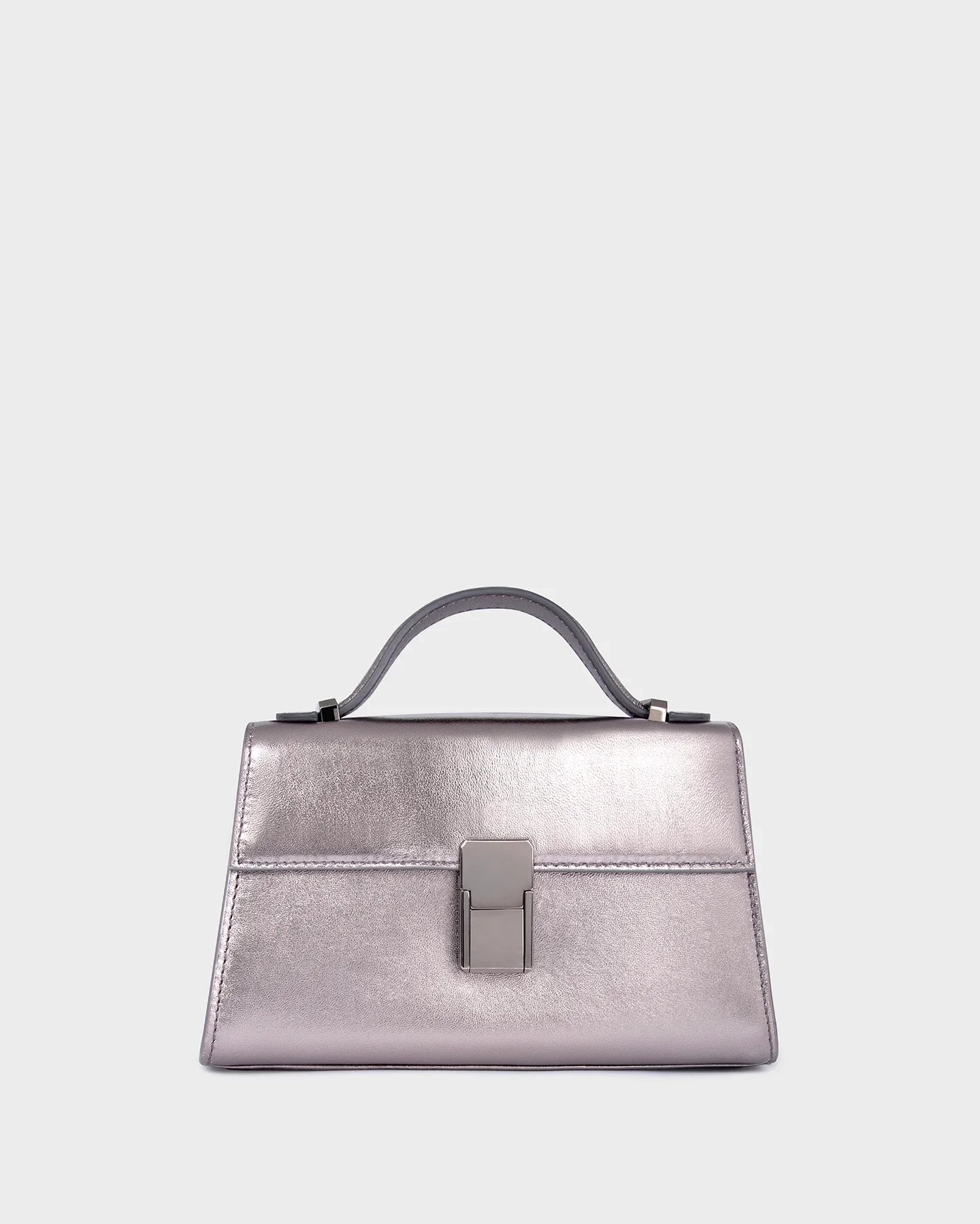 Micro Stella In Metallic Grey Leather straight view