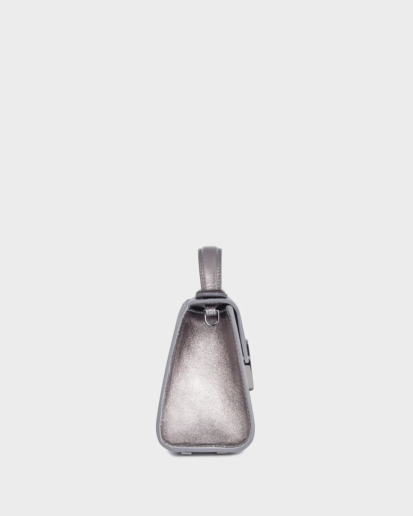 Micro Stella In Metallic Grey Leather side view