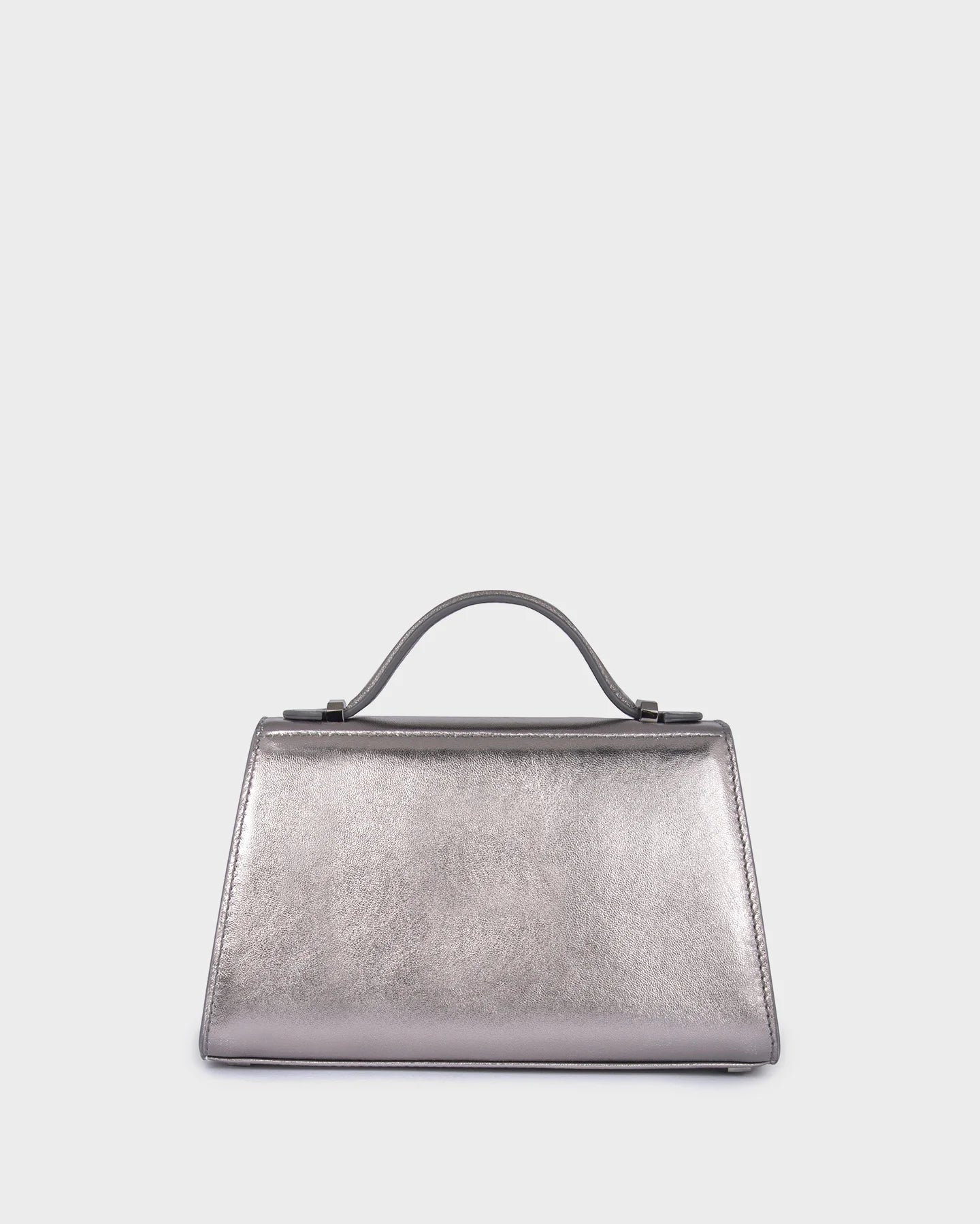 Micro Stella In Metallic Grey Leather back view