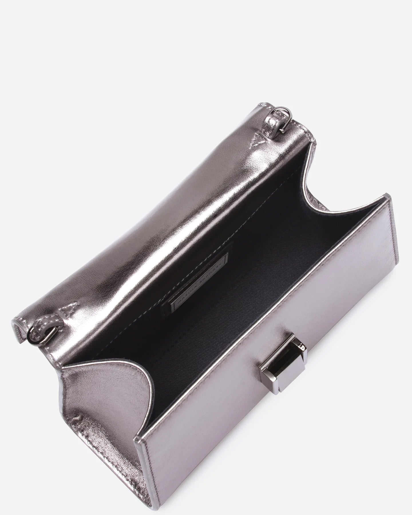 Micro Stella in Metallic Grey Leather top down view