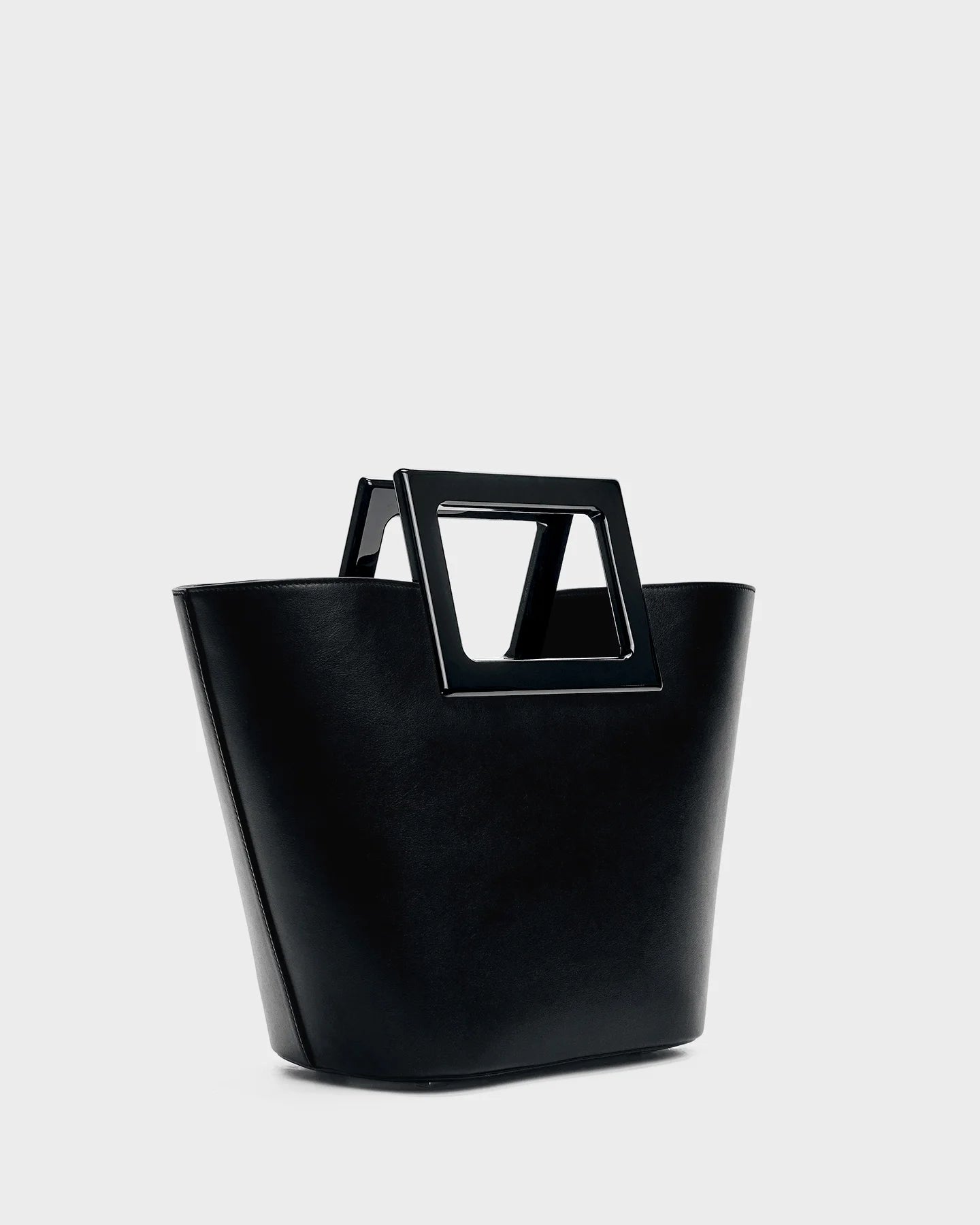 Mini Riviera In Black Leather three quarters view