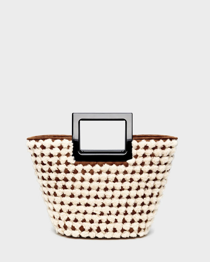 Mini Riviera In Ivory Woven Shearling straight view