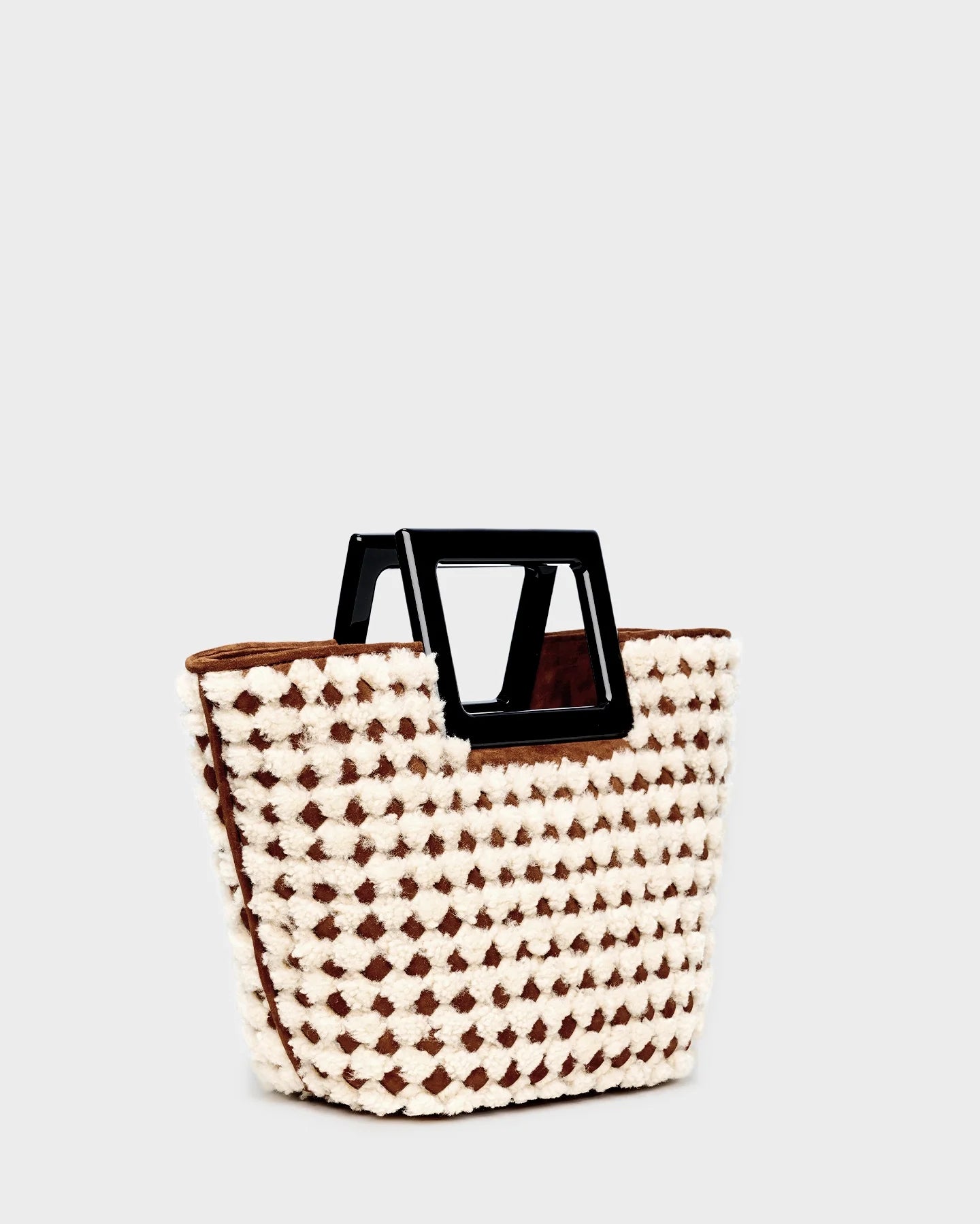 Mini Riviera In Ivory Woven Shearling three quarters view