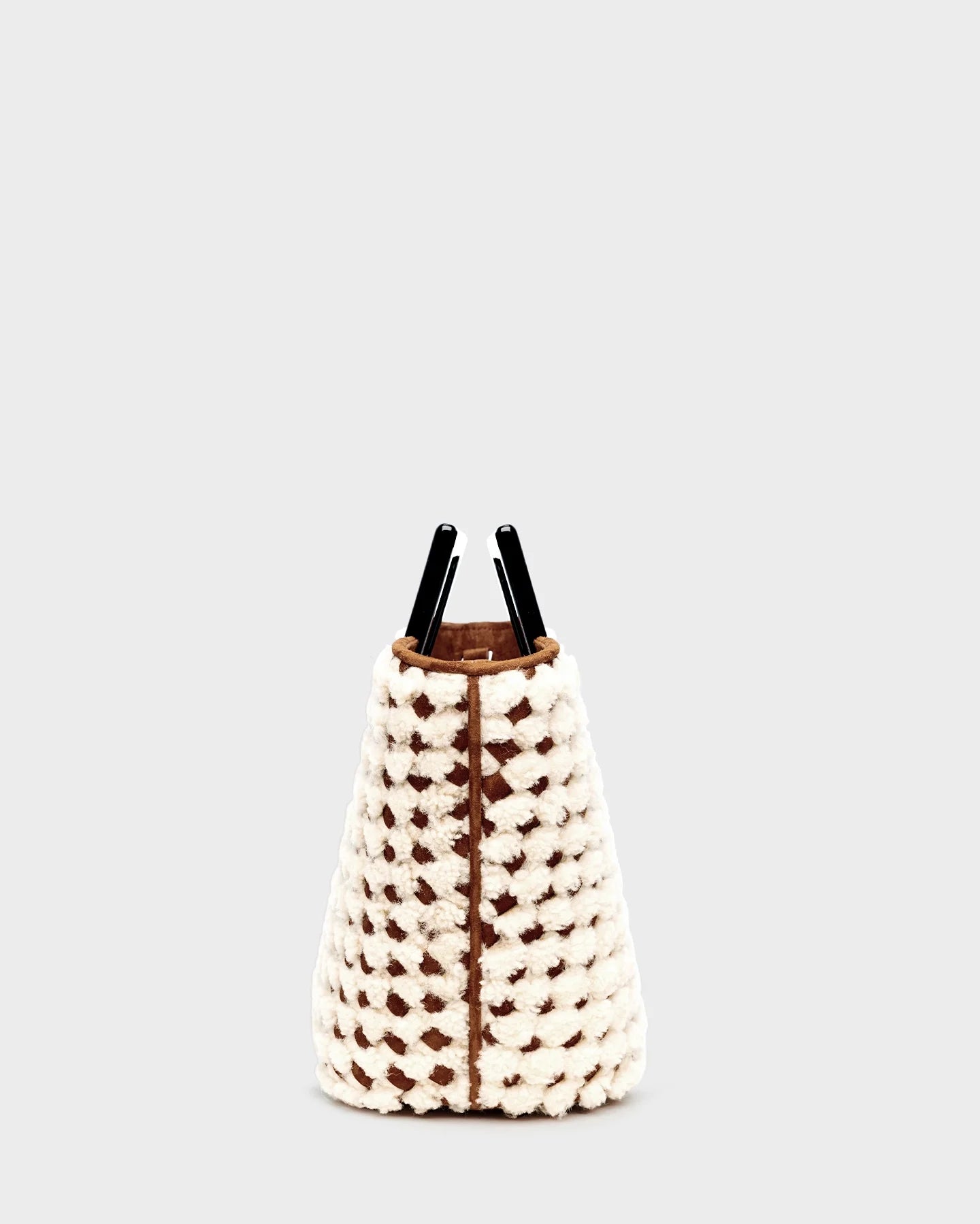 Mini Riviera In Ivory Woven Shearling side view