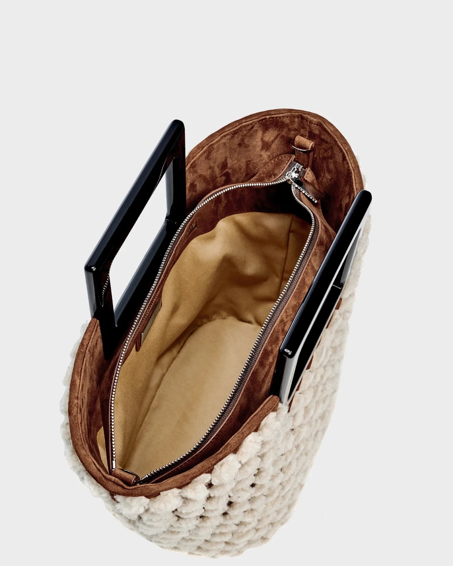 Mini Riviera In Ivory Woven Shearling top view