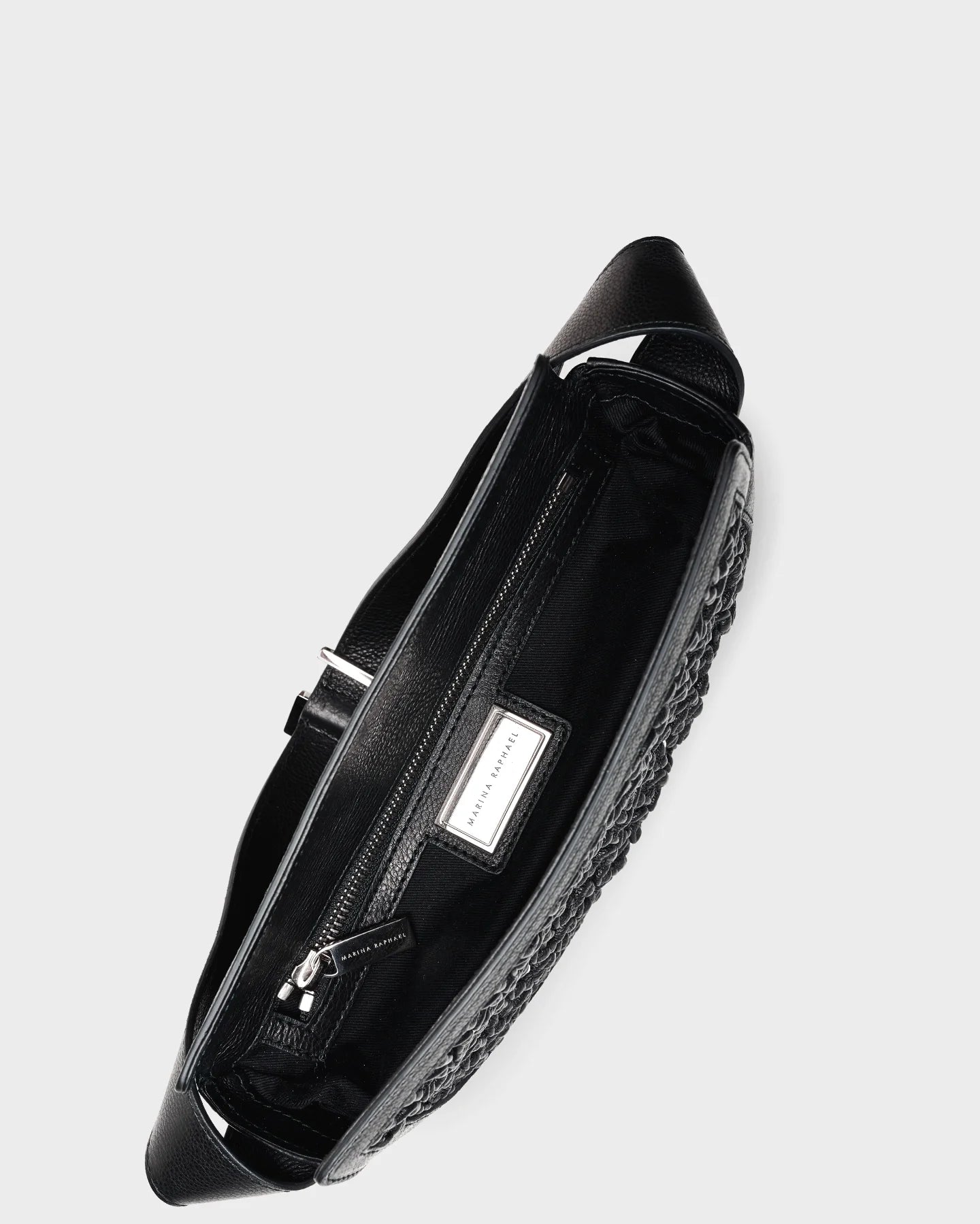 Rene In Black Elastic Leather and Crystal top view