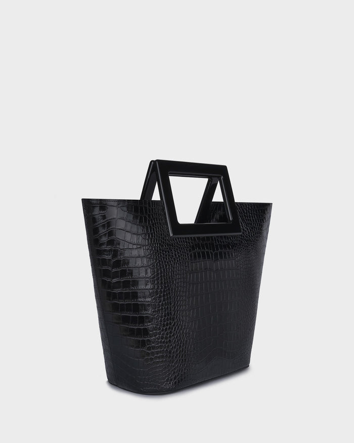 Riviera In Black Croc-effect three quarter view