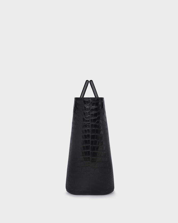 Riviera In Black Croc-effect side view
