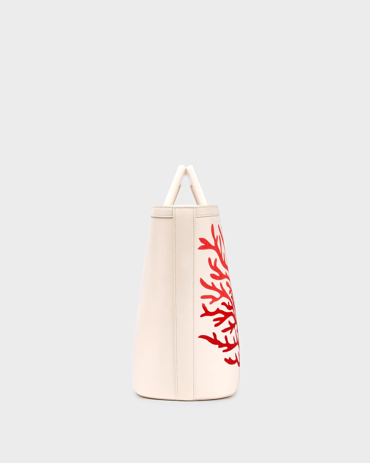 Riviera In Cream Leather And Coral side view