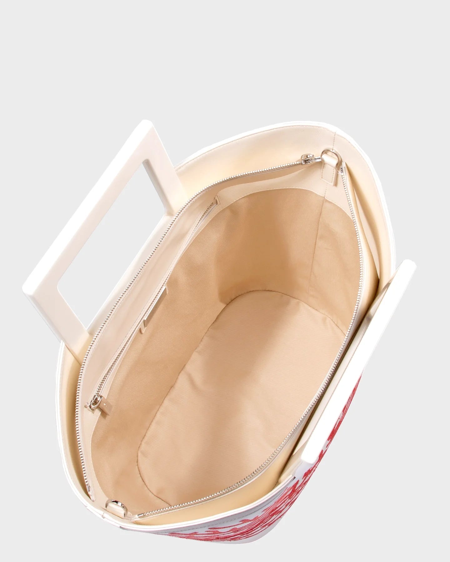 Riviera In Cream Leather And Coral top view