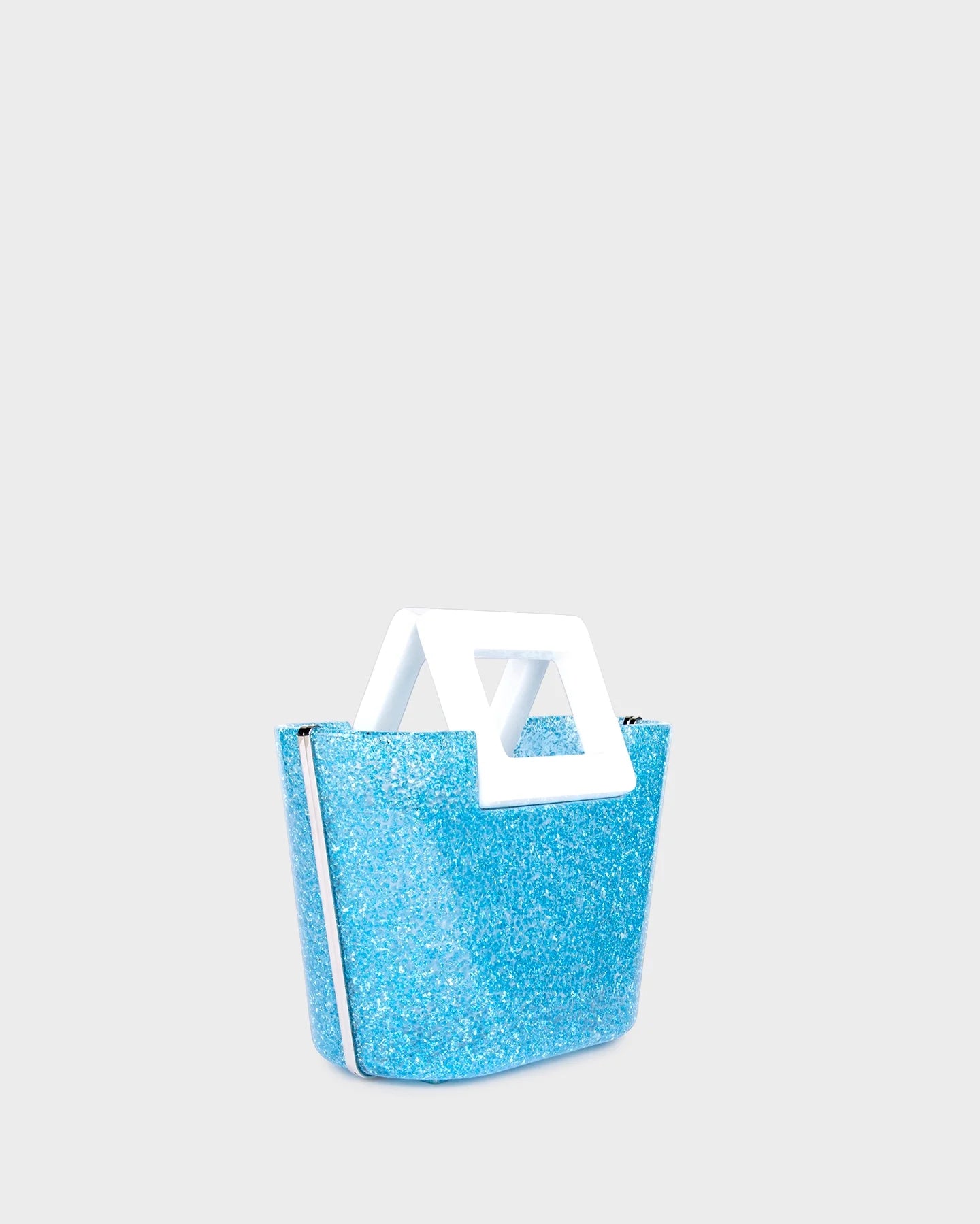 Riviera Plexi Clutch In Blue Crystal three quarters view