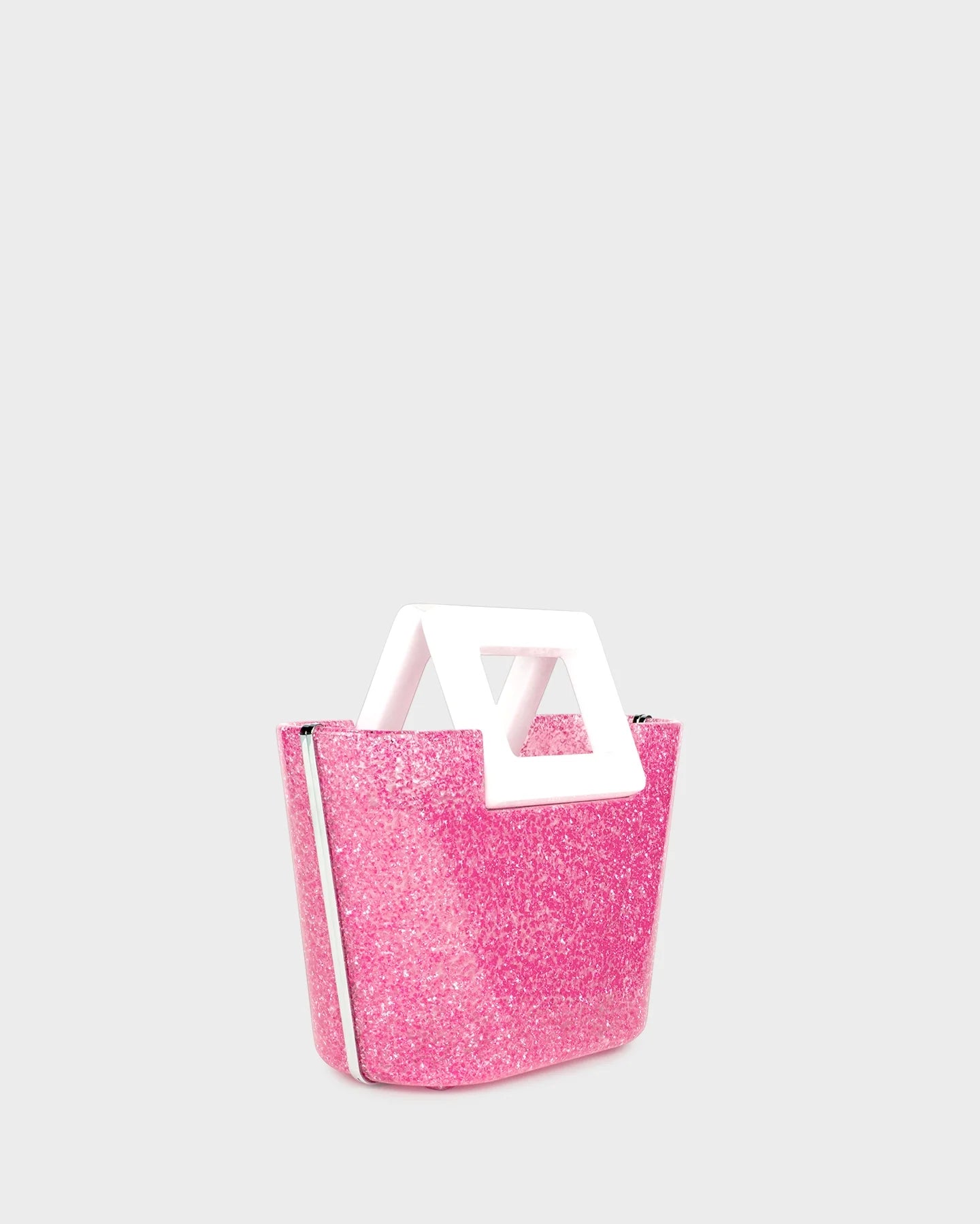 Riviera Plexi Clutch In Pink Crystal three quarters view
