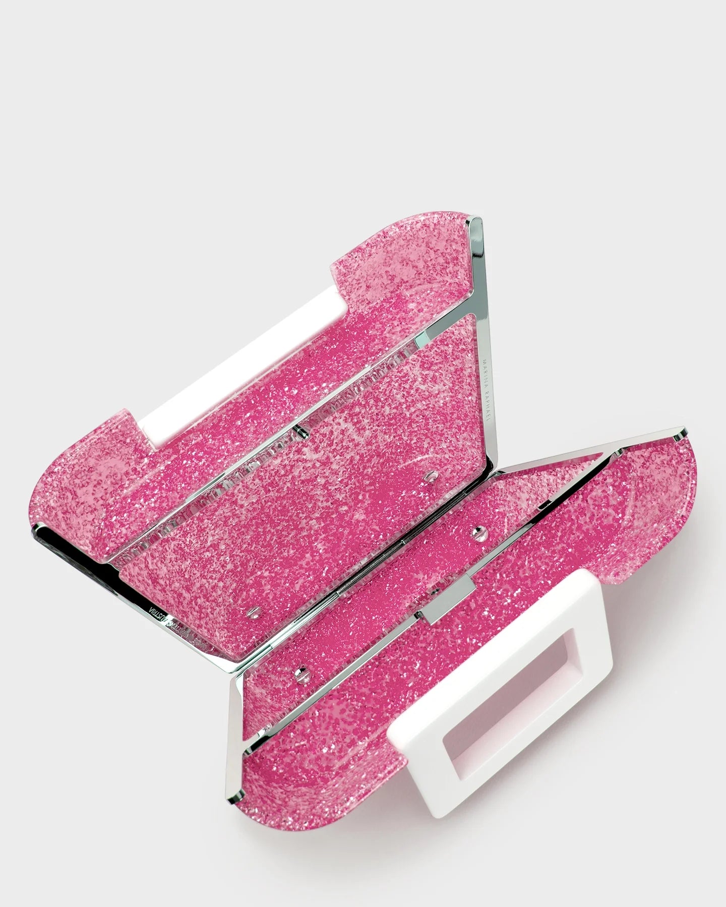 Riviera Plexi Clutch In Pink Crystal top view