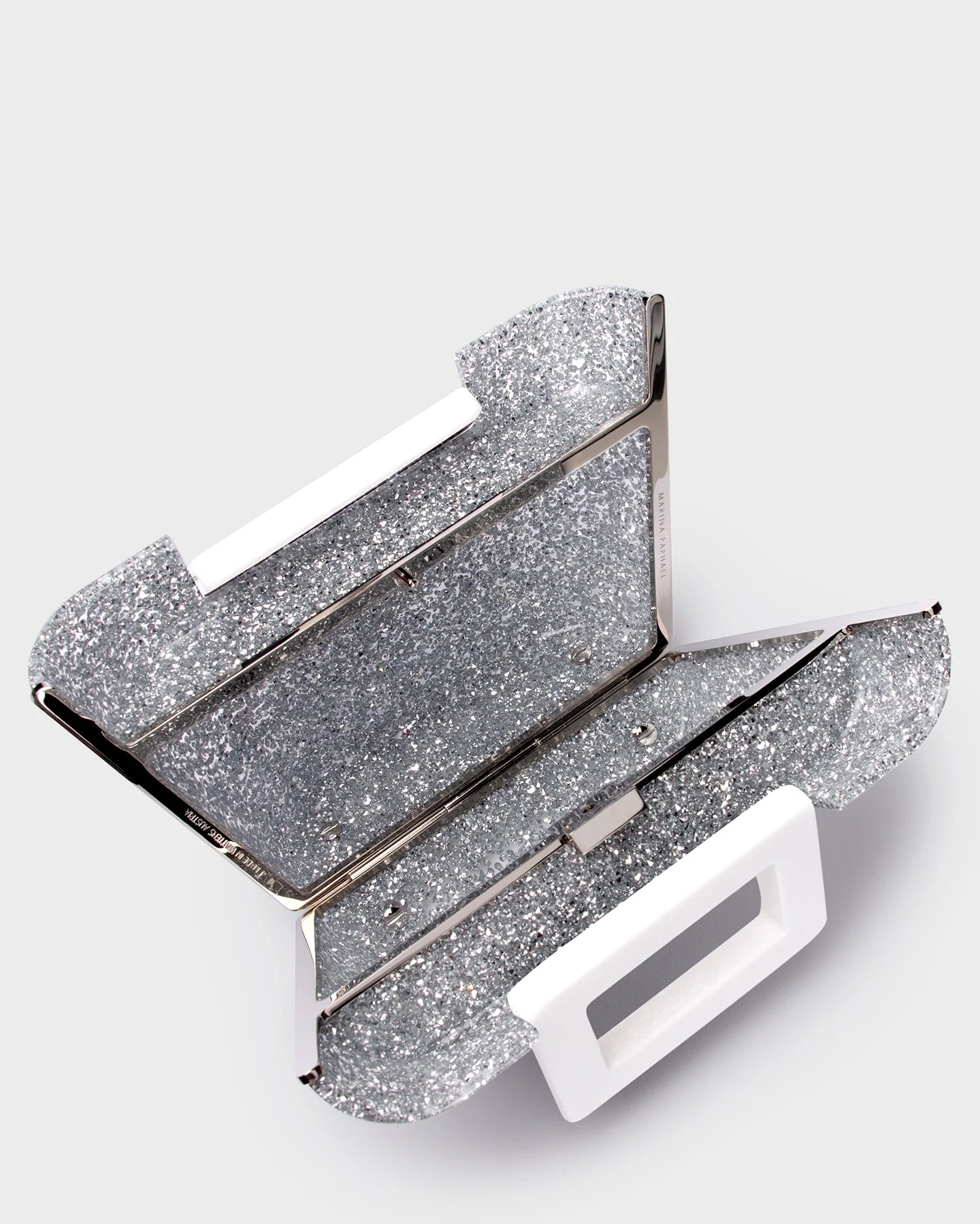 Riviera Plexi Clutch In Silver Crystal top view