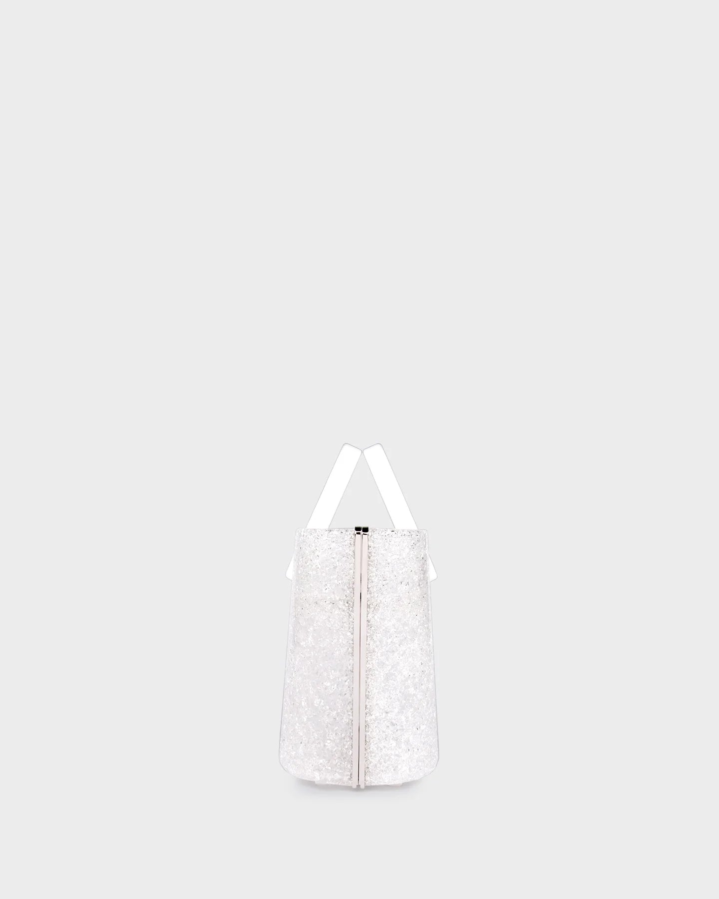 Riviera Plexi Clutch In White Crystal side view