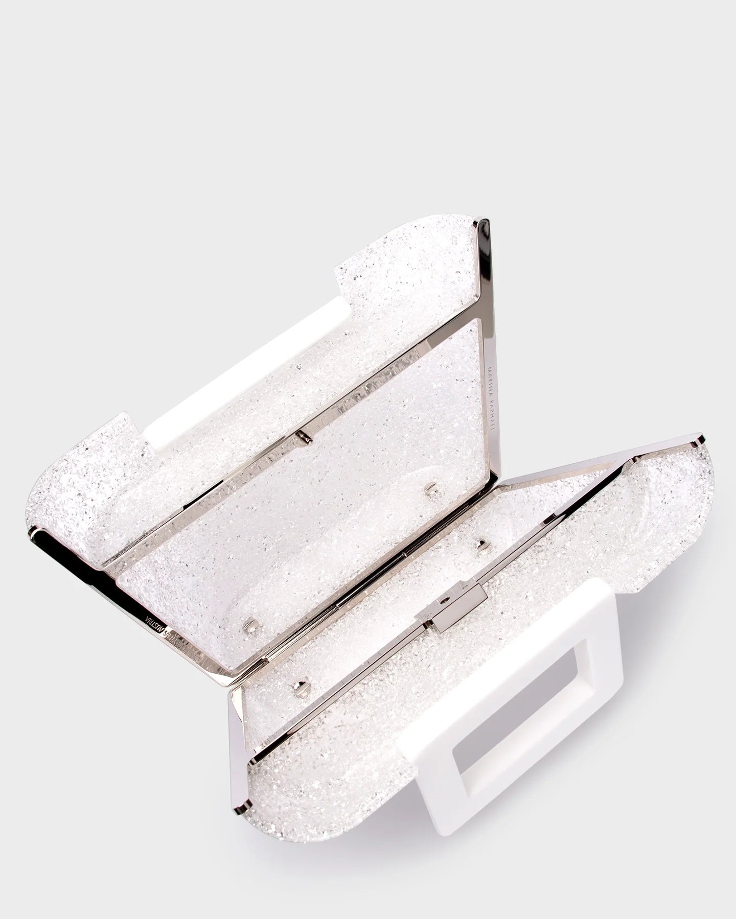 Riviera Plexi Clutch In White Crystal top view