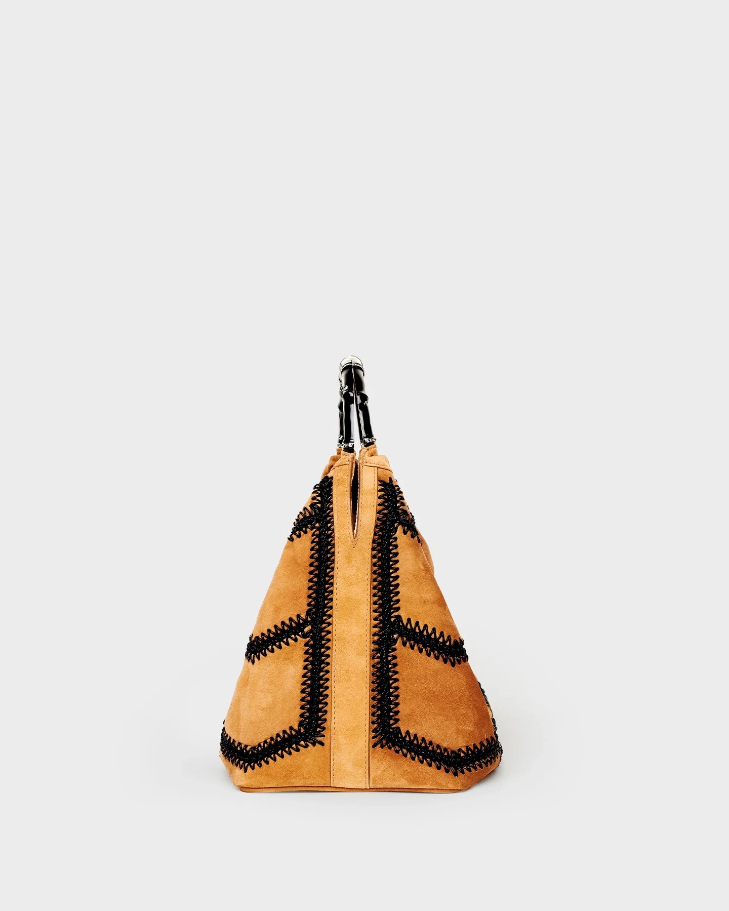 Sienna In Caramel Crochet Suede side view