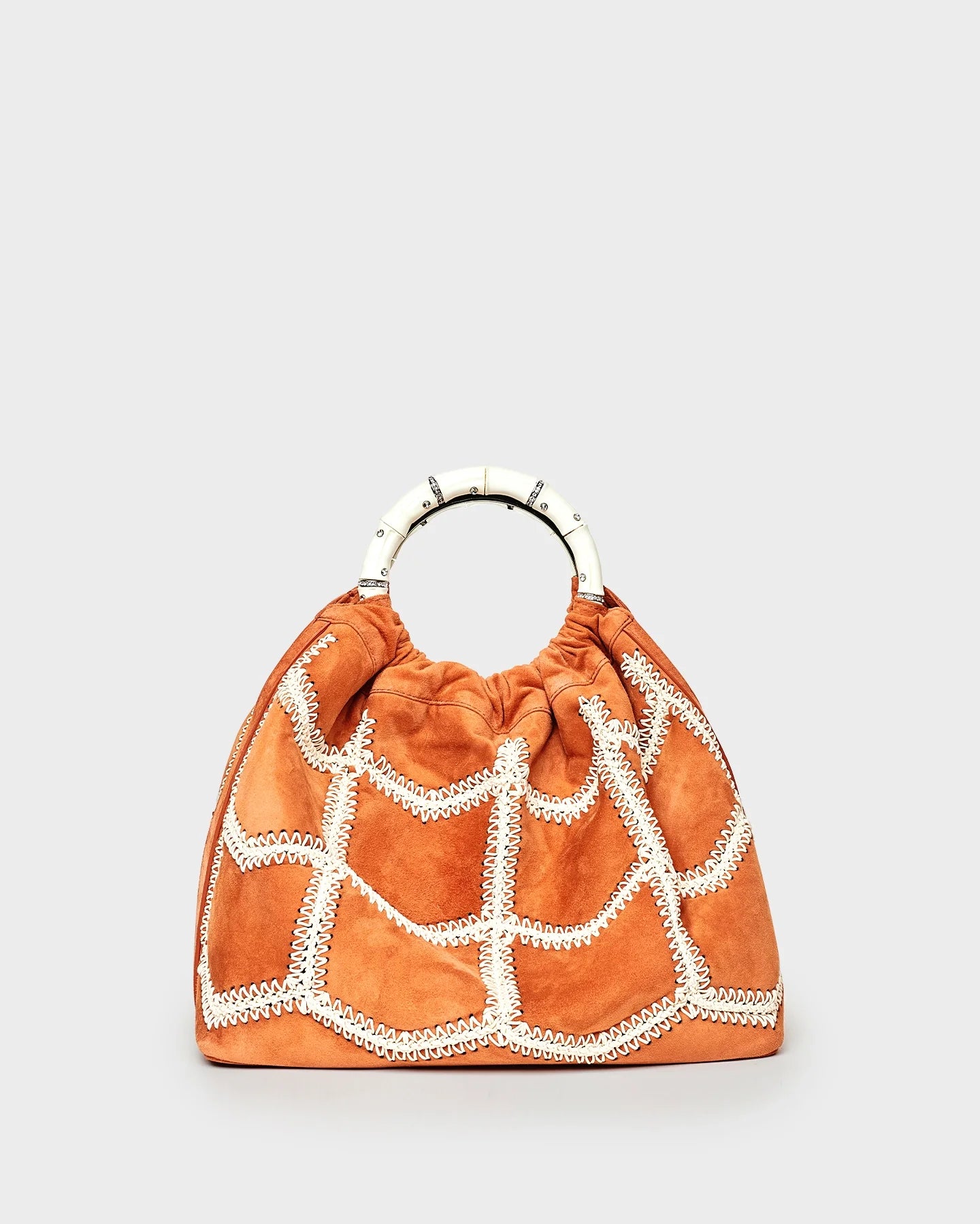 Sienna In Terracotta Crochet Suede straight view