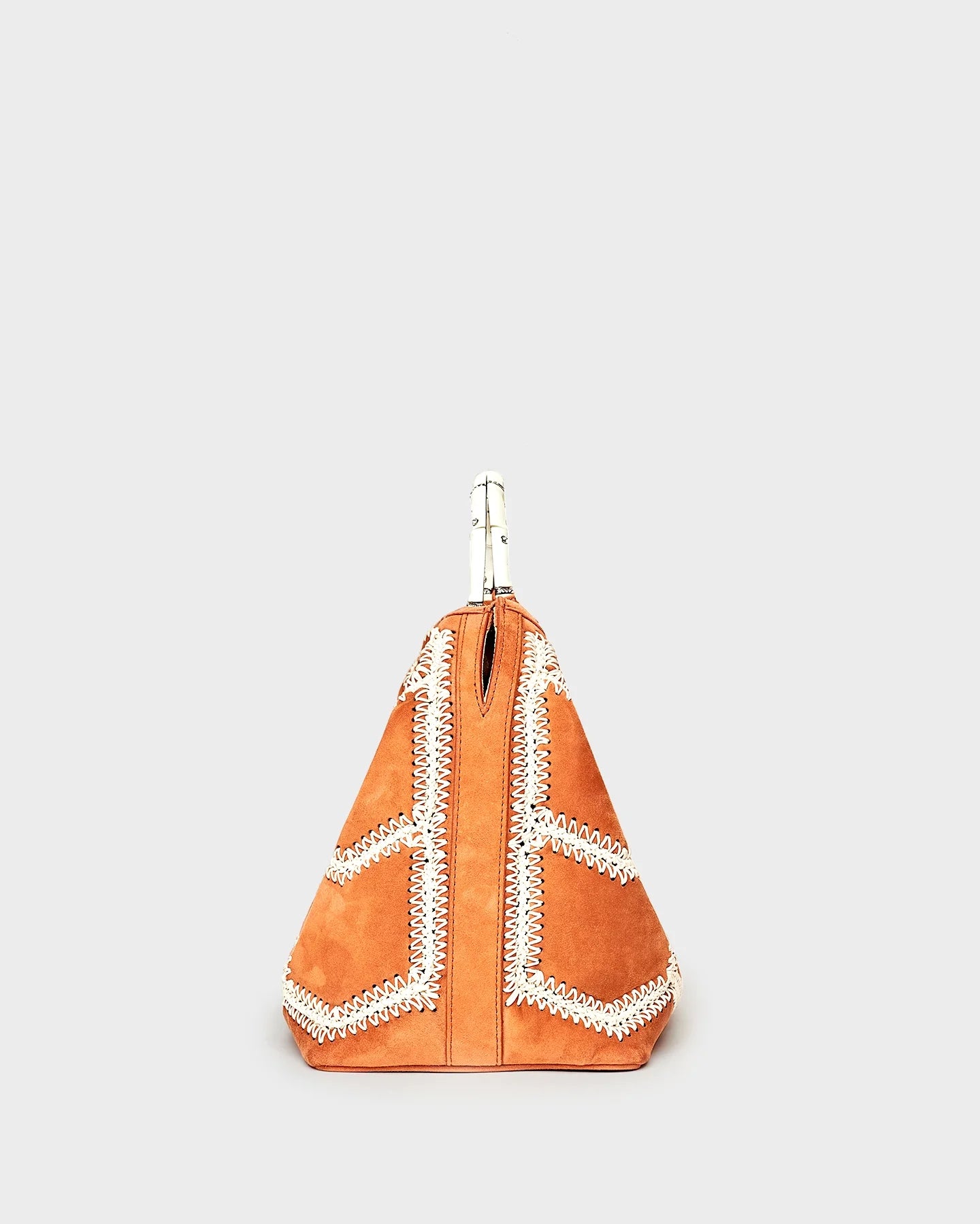 Sienna In Terracotta Crochet Suede side view