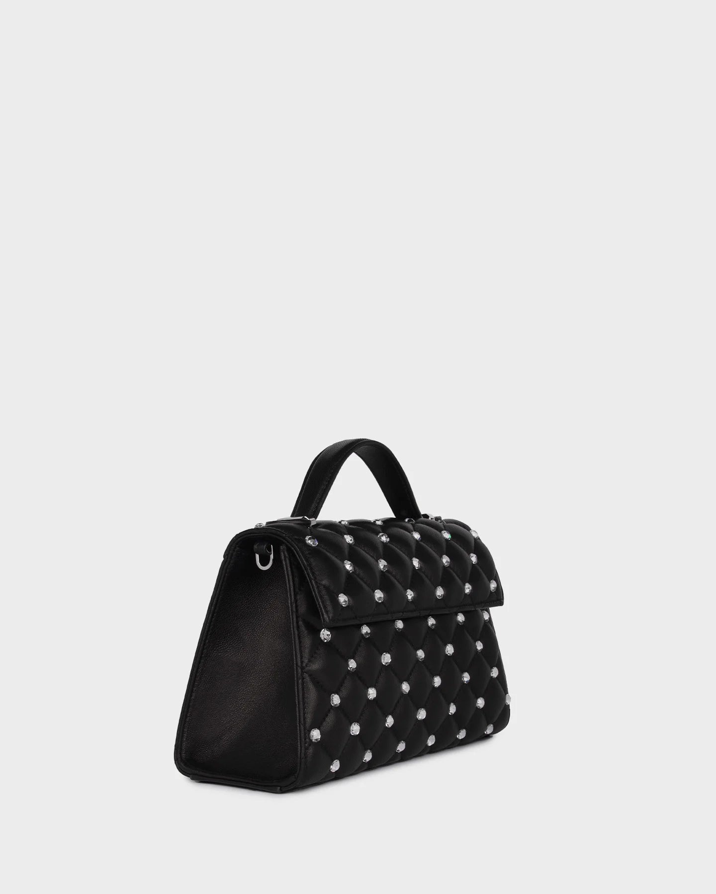 Stella In Black Quilted Leather And Crystal three quarters view