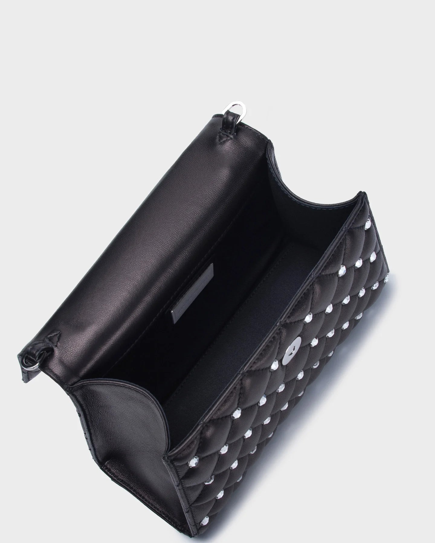 Stella In Black Quilted Leather And Crystal top view