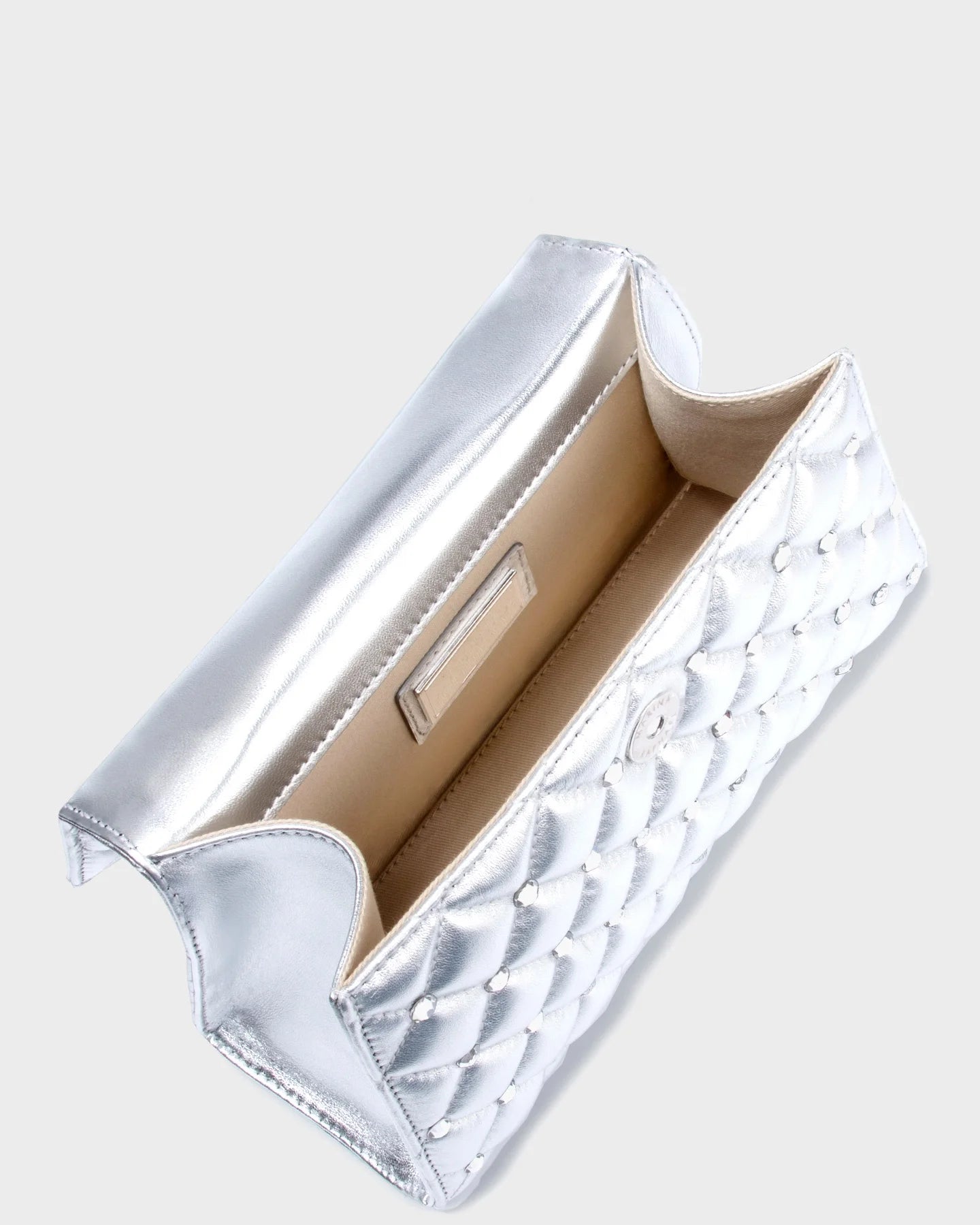 Stella In Silver Quilted Leather And Crystal top view