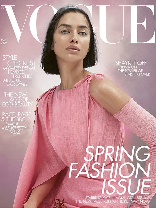 Cover of Vogue UK magazine, March 2020 issue, luxury fashion feature