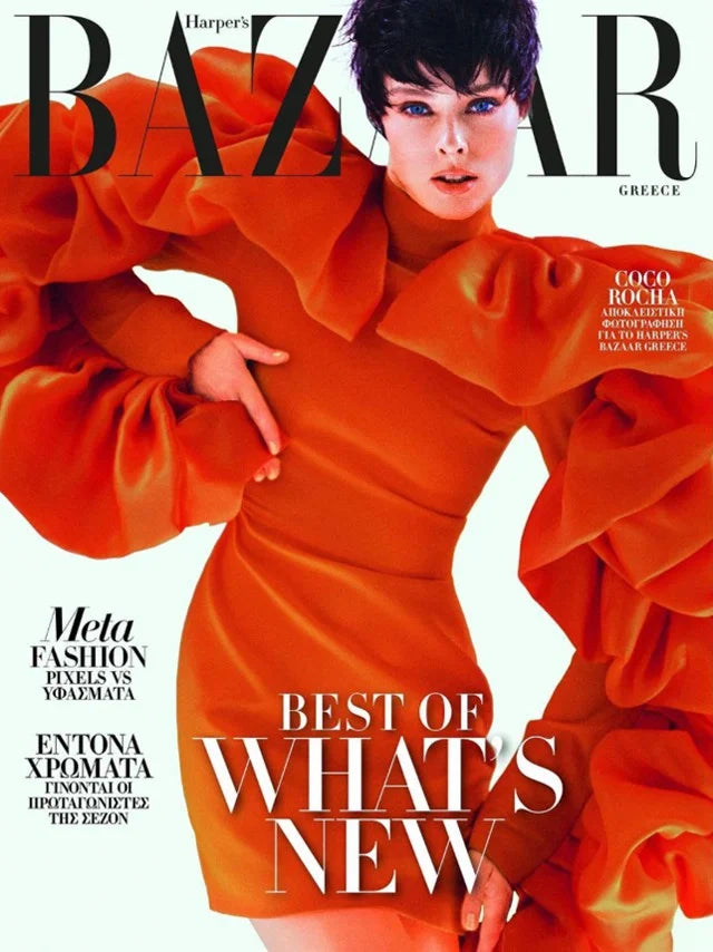 Cover of Harper's Bazaar Greece magazine, March 2022 issue, luxury fashion feature